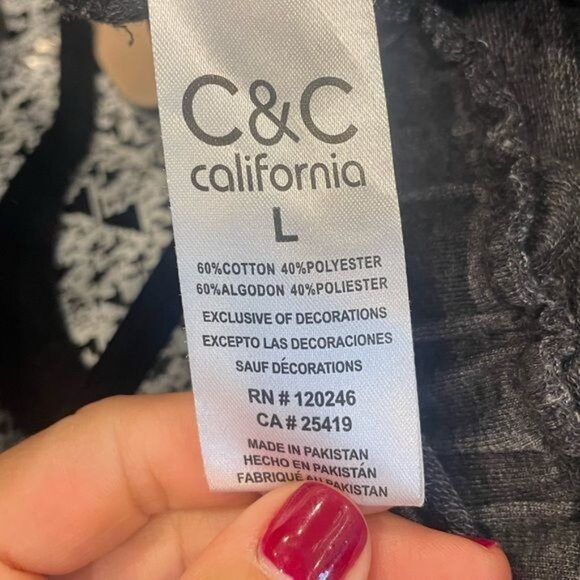 C&C California Jersey Knit Overalls Gray Drawstring Waist Large Pockets - Picture 9 of 10